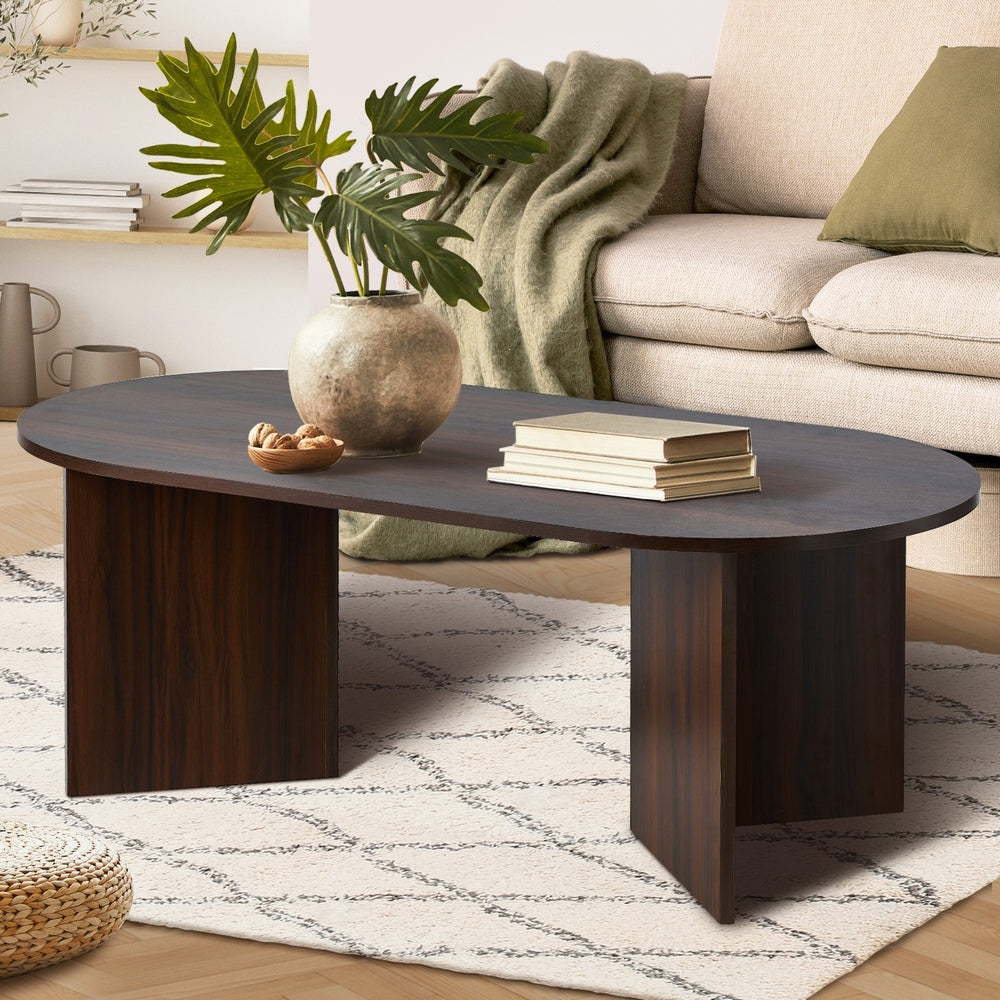 Coffee Table Oval Sofa End Table Timber Walnut