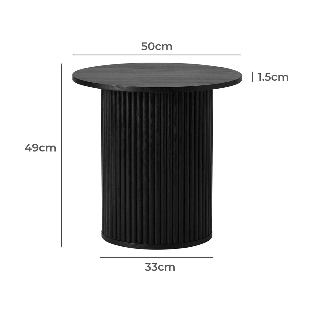 Round Wood Coffee Side Table Black | HomeAndLiving - 8