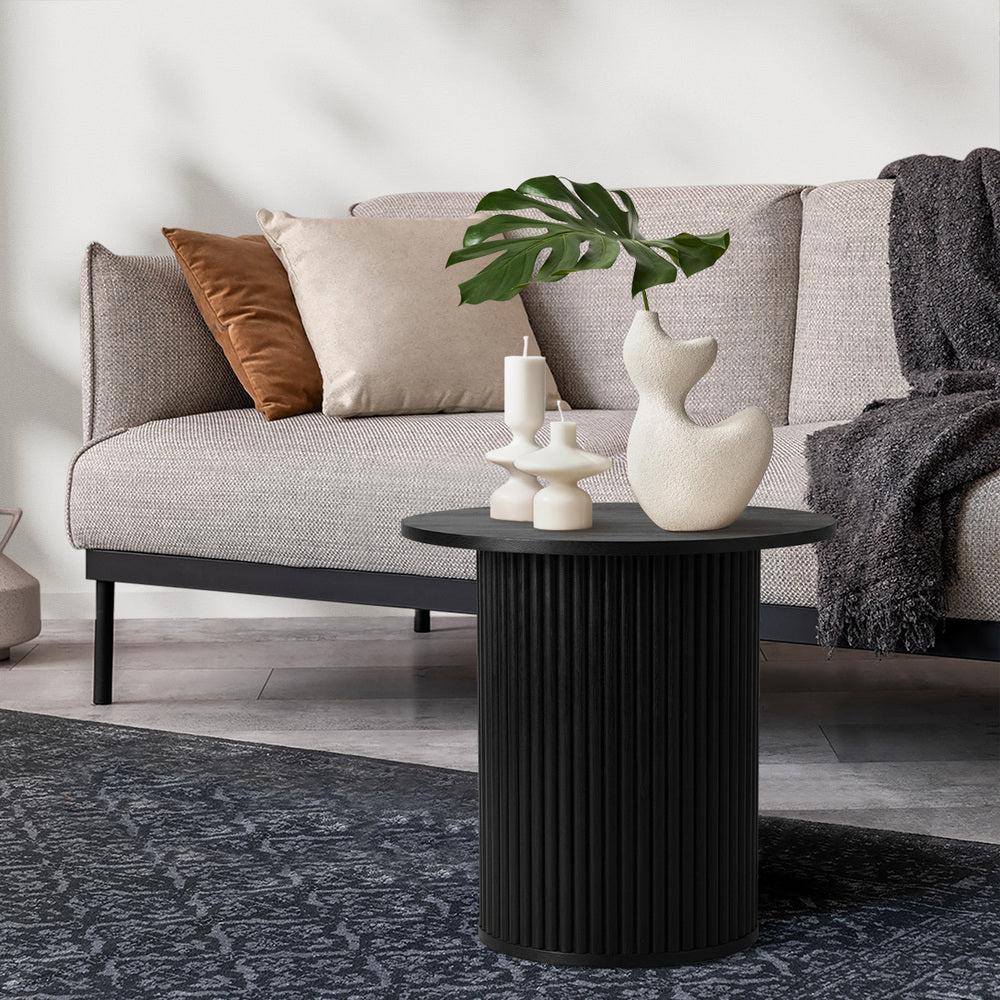 Round Wood Coffee Side Table Black | HomeAndLiving