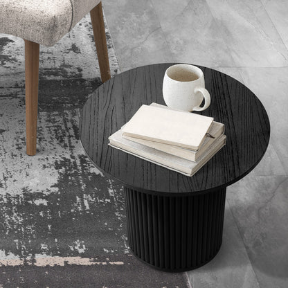 Round Wood Coffee Side Table Black | HomeAndLiving - 5