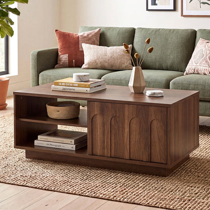 Coffee Table Storage Walnut 88x47x38cm