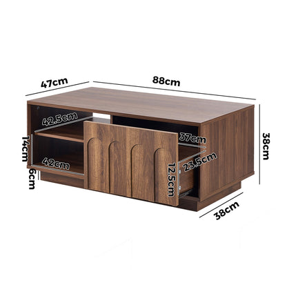 Coffee Table Storage Walnut 88x47x38cm