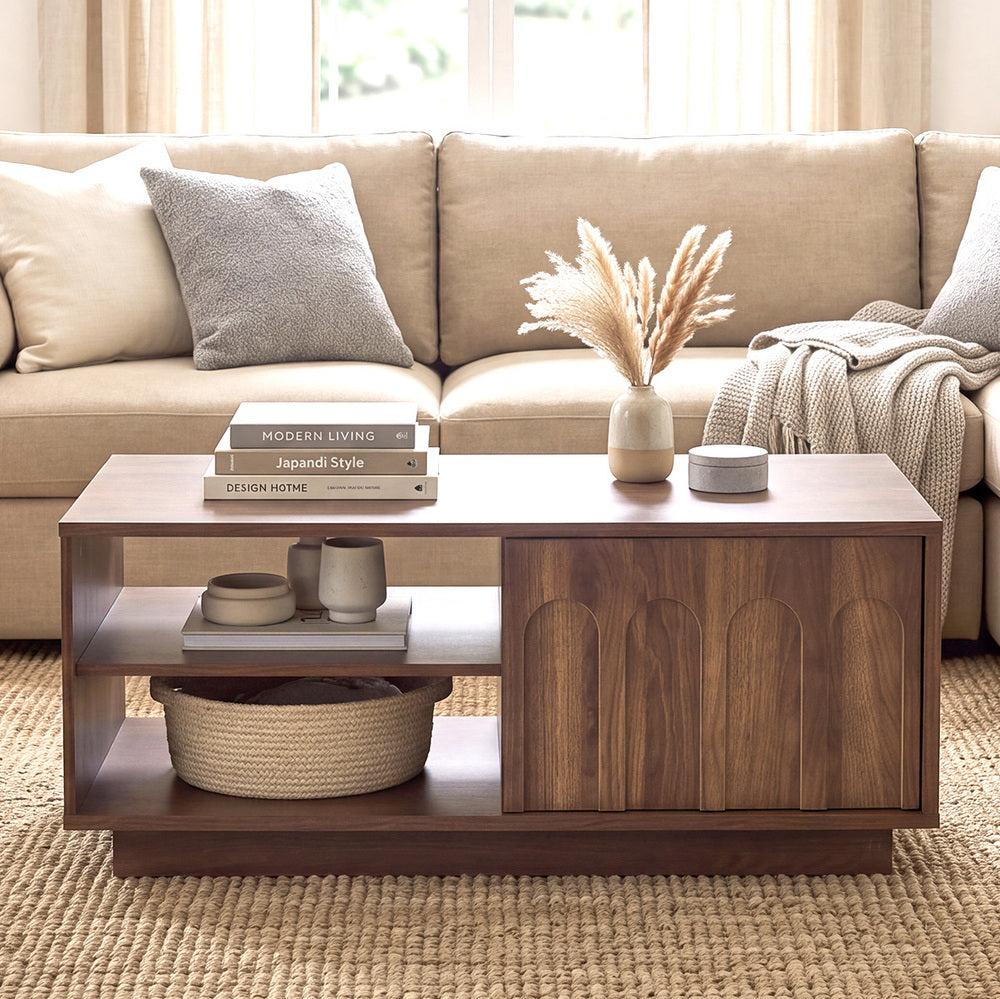 Coffee Table Storage Walnut 88x47x38cm