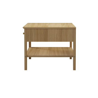Coffee Table with Storage Drawers Open Shelving Natural