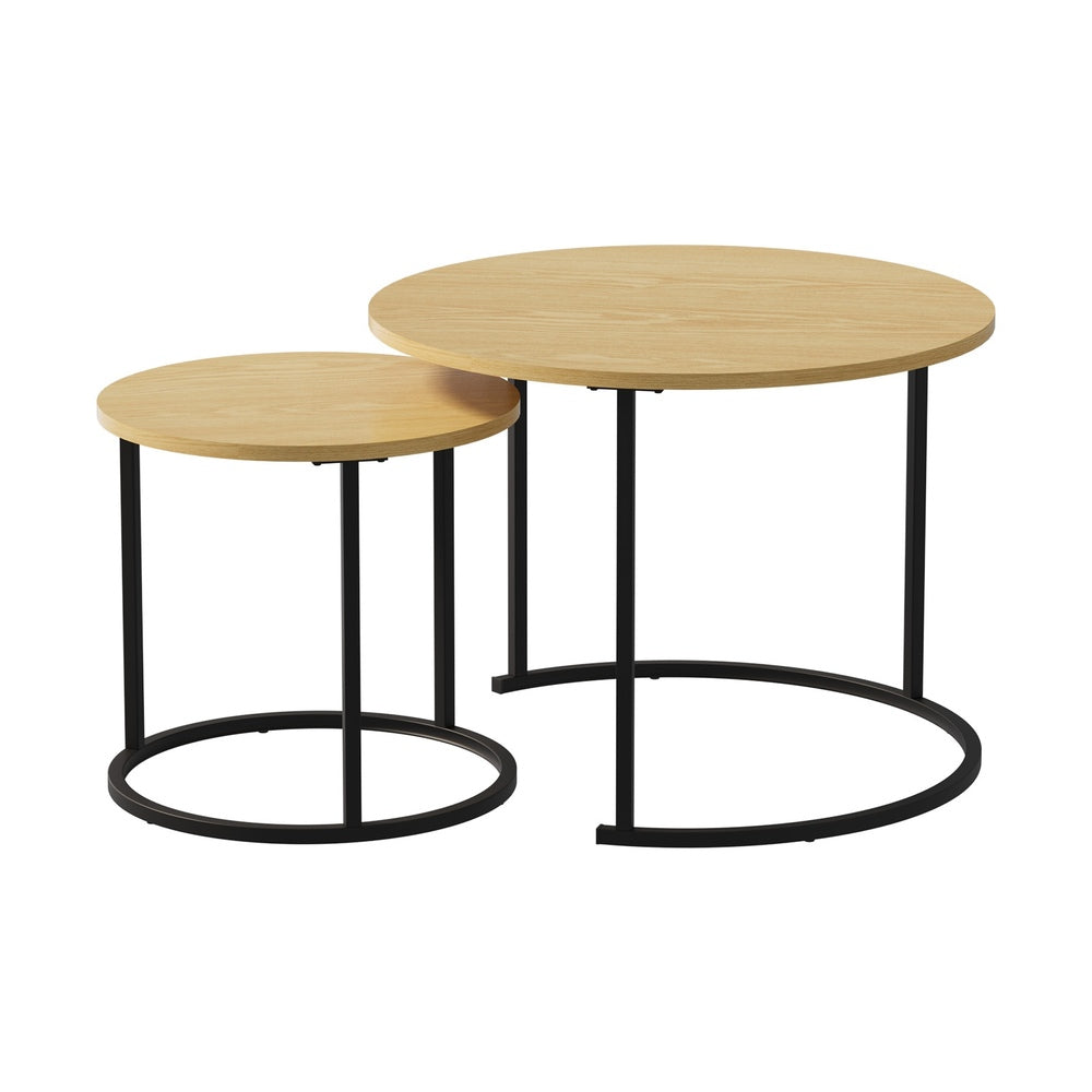Round Nesting Coffee Table Natural 60x60x45cm