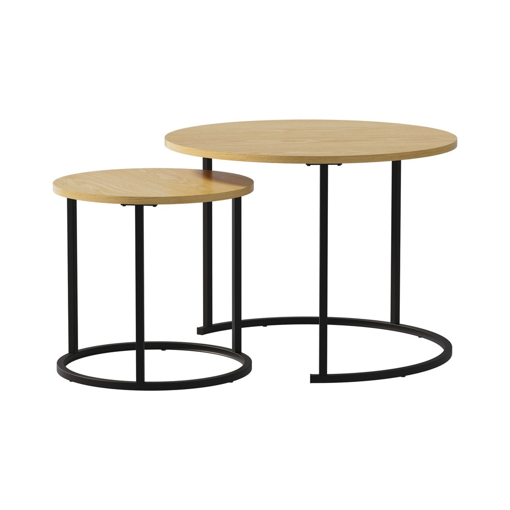 Round Nesting Coffee Table Natural 60x60x45cm