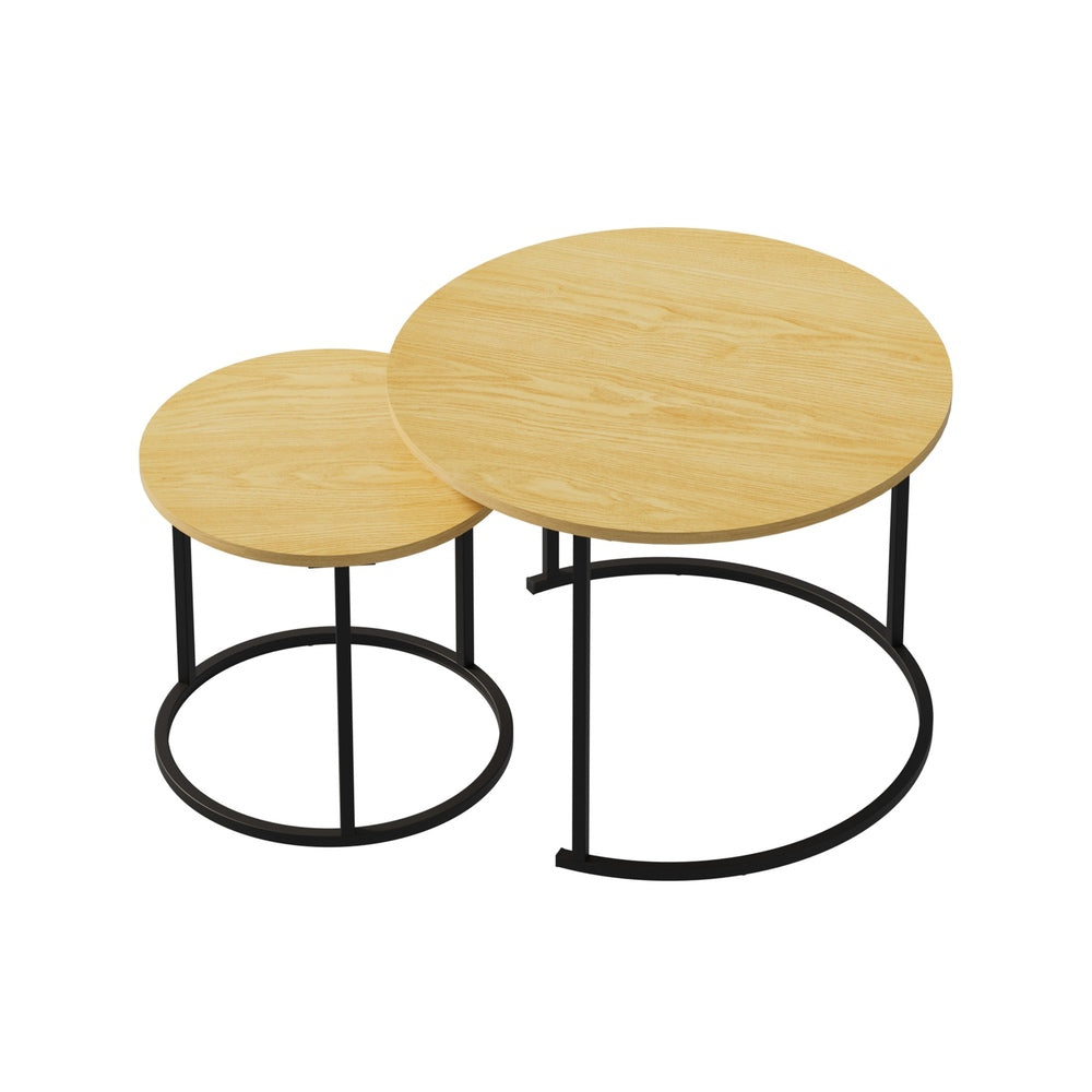 Round Nesting Coffee Table Natural 60x60x45cm