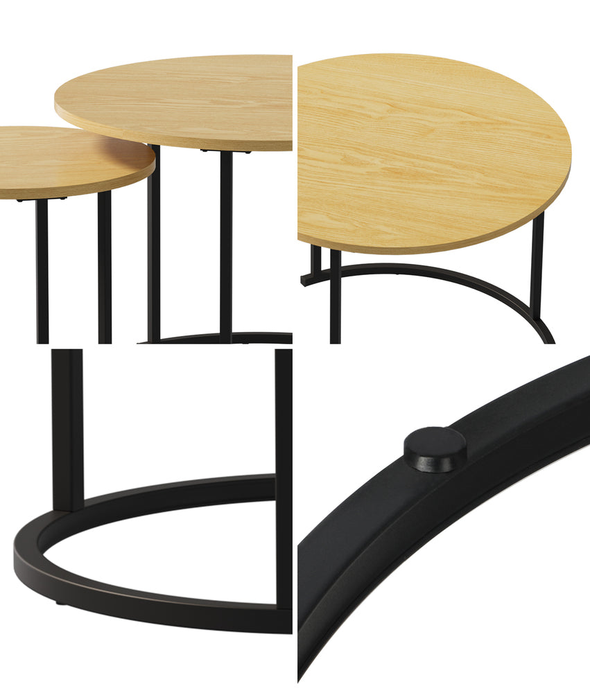 Round Nesting Coffee Table Natural 60x60x45cm