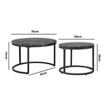 Set of 2 Coffee Table Round Nesting Side End Table