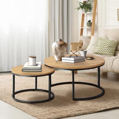Set of 2 Coffee Table Round Nesting Side End Table