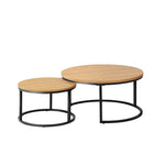 Set of 2 Coffee Table Round Nesting Side End Table