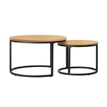 Set of 2 Coffee Table Round Nesting Side End Table