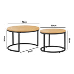 Set of 2 Coffee Table Round Nesting Side End Table