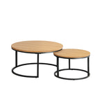 Set of 2 Coffee Table Round Nesting Side End Table