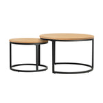 Set of 2 Coffee Table Round Nesting Side End Table