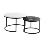 Set of 2 Coffee Table Round Nesting Side End Table