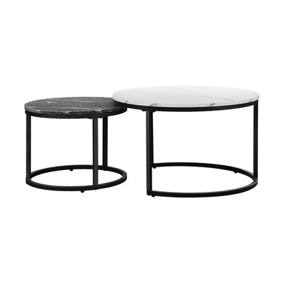 Set of 2 Coffee Table Round Nesting Side End Table