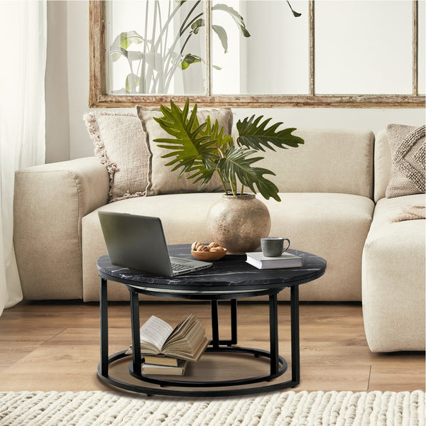  Nesting Coffee Table Round Marble