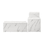 Coffee Table Set of 3 Side Tables Marble Effect White