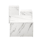 Coffee Table Set of 3 Side Tables Marble Effect White