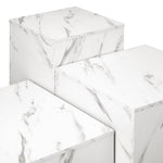 Coffee Table Set of 3 Side Tables Marble Effect White