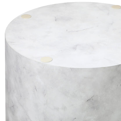 Round Coffee Table Set of 2 Marble Effect White