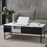 Coffee Table 1 Drawer Sofa End Table Open Shelf Black & White