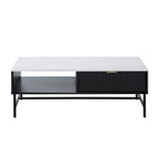 Coffee Table 1 Drawer Sofa End Table Open Shelf Black & White