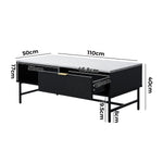 Coffee Table 1 Drawer Sofa End Table Open Shelf Black & White