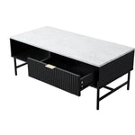 Coffee Table 1 Drawer Sofa End Table Open Shelf Black & White