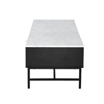 Coffee Table 1 Drawer Sofa End Table Open Shelf Black & White
