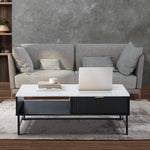 Coffee Table 1 Drawer Sofa End Table Open Shelf Black & White