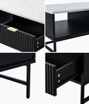 Coffee Table 1 Drawer Sofa End Table Open Shelf Black & White
