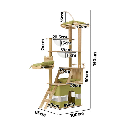 Cat Tree Tower Scratching Post Condo House Bed Furniture 190cm