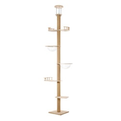 Cat Tree Wood Tower Scratching 300cm Post Floor to Ceiling