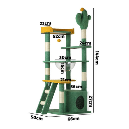 Cat Tree Tower Scratching Post 144cm Pet Condo House Furniture Scratcher