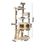 Cat Tower with 174cm Height, Scratching Post, and Condo