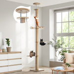 Cat Tree Wood Tower Scratching 270cm Post Floor to Ceiling