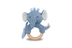 Snuggle buddy trunks elephant wooden ring rattle