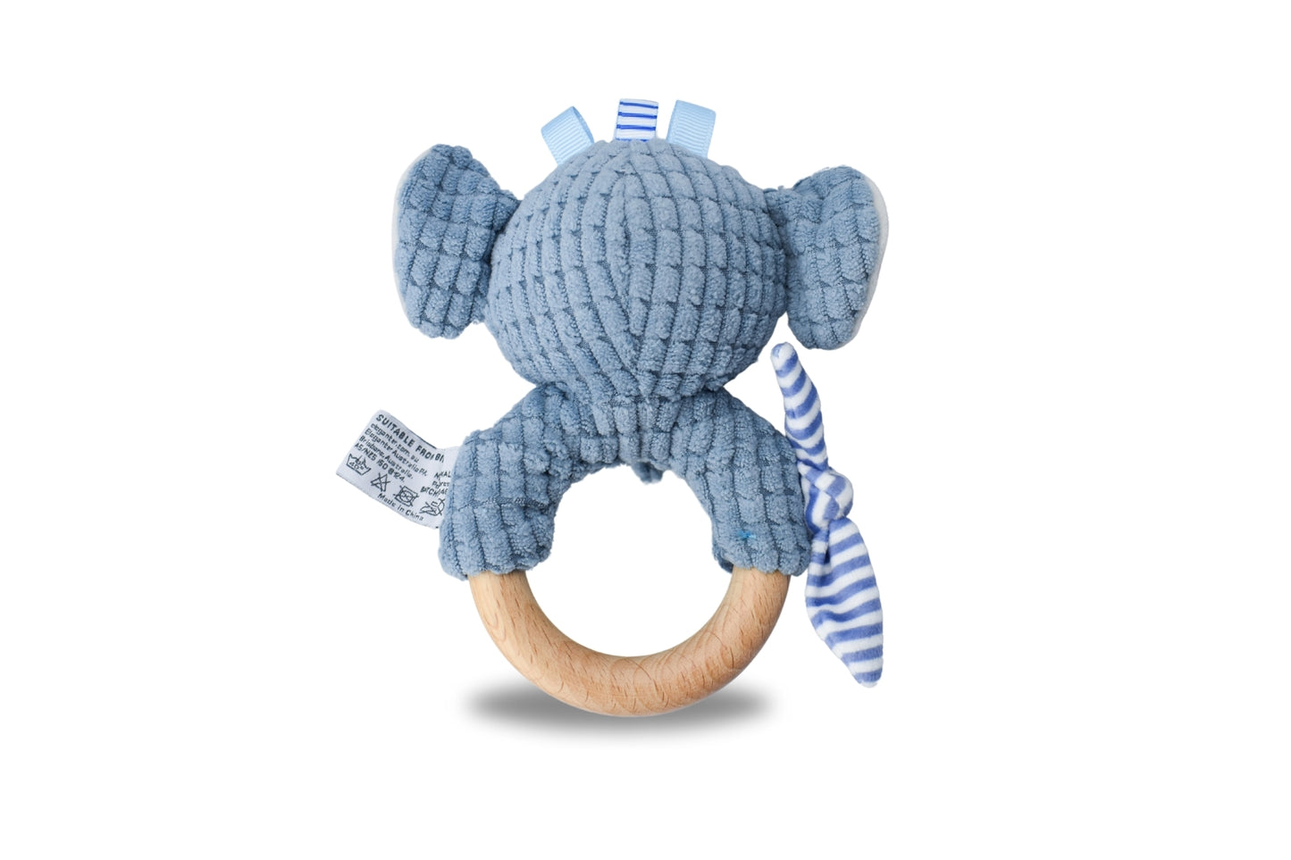 Snuggle buddy trunks elephant wooden ring rattle
