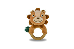 Snuggle buddy hugsworth lion wooden ring rattle
