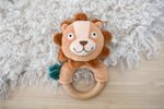 Snuggle buddy hugsworth lion wooden ring rattle