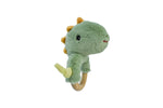 Snuggle buddy minty dinosaur wooden ring rattle