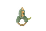 Snuggle buddy minty dinosaur wooden ring rattle