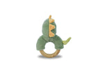 Snuggle buddy minty dinosaur wooden ring rattle
