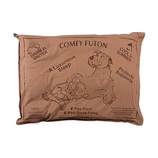  Made Comfy Pet Futon Dog Bed 102cm Wool Blend Large Brown Plush