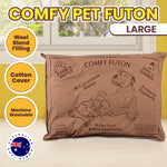 Made Comfy Pet Futon Dog Bed 102cm Wool Blend Large Brown Plush