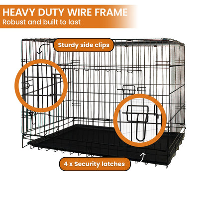 Royale 36in Foldable Pet Wire Dog Crate Medium Safe Portable Kennel