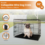 Royale 36in Foldable Pet Wire Dog Crate Medium Safe Portable Kennel