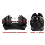 2x40KG Adjustable Dumbbell Set Rubber Weight Plates